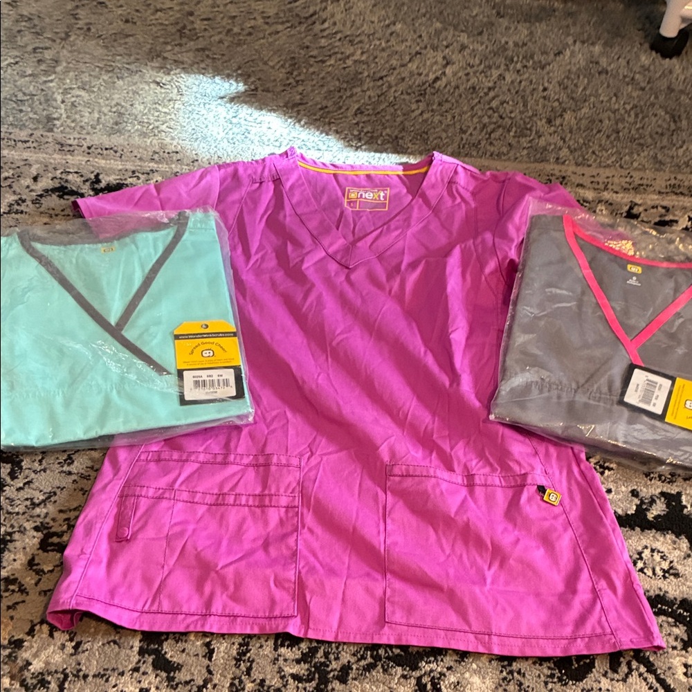 WonderWink Pink and Teal Scrub Set